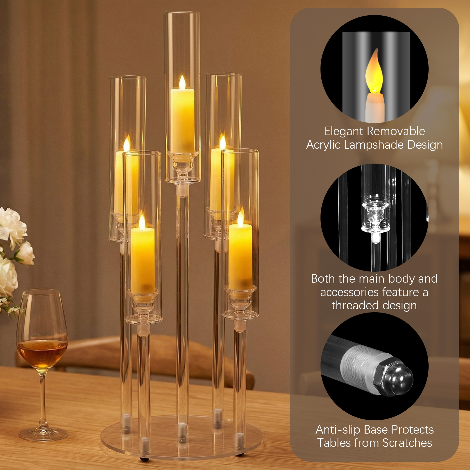 20/10PCS 5 Arm Acrylic Candles - Centerpiece Stick บทวิจารณ์และราคา