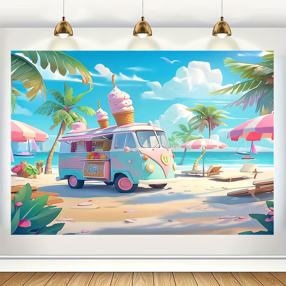 Sweet Ice Cream Theme Backdrop - Dessert Table Backdrop บทวิจารณ์และราคา