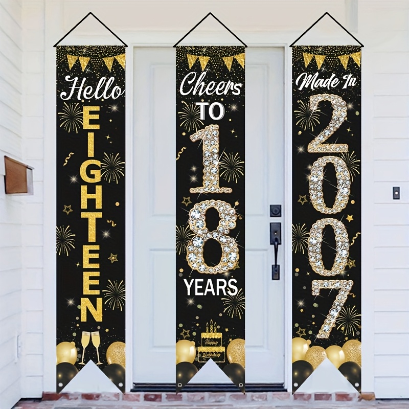 2D 3Pcs 18th Birthday Door Ban - Party Banner Gold บทวิจารณ์และราคา