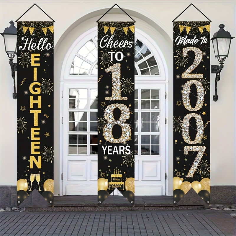 2D 3Pcs 18th Birthday Door Ban - Party Banner Gold บทวิจารณ์และราคา