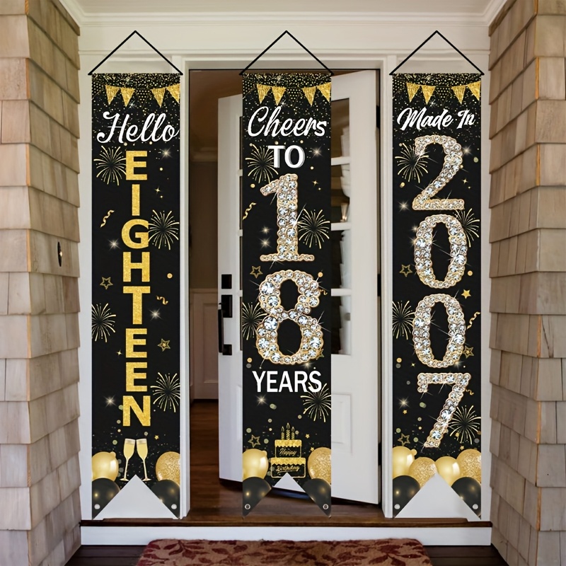 2D 3Pcs 18th Birthday Door Ban - Party Banner Gold บทวิจารณ์และราคา