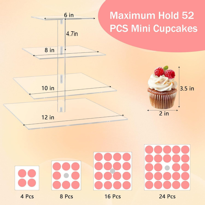 YestBuy 4 Tier Acrylic Cupcake - Cupcake Stand Tier บทวิจารณ์และราคา