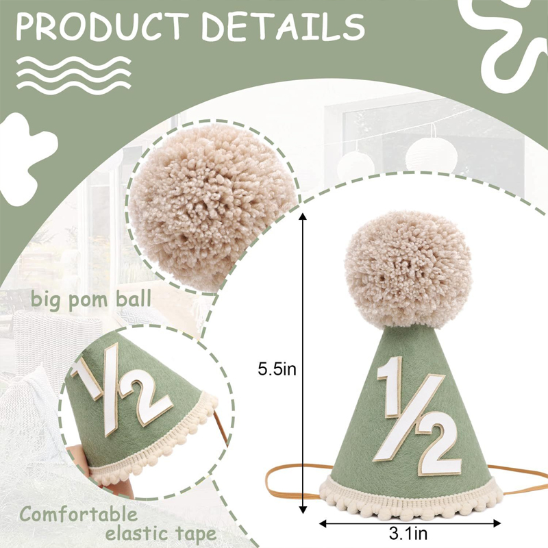 1/2 Birthday Hat Mini Cone Hat - Party Hat Cone บทวิจารณ์และราคา