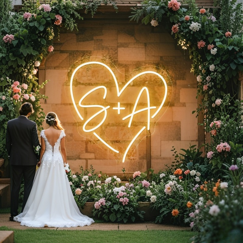 Custom Initials Heart LED Neon - Eve Party บทวิจารณ์และราคา