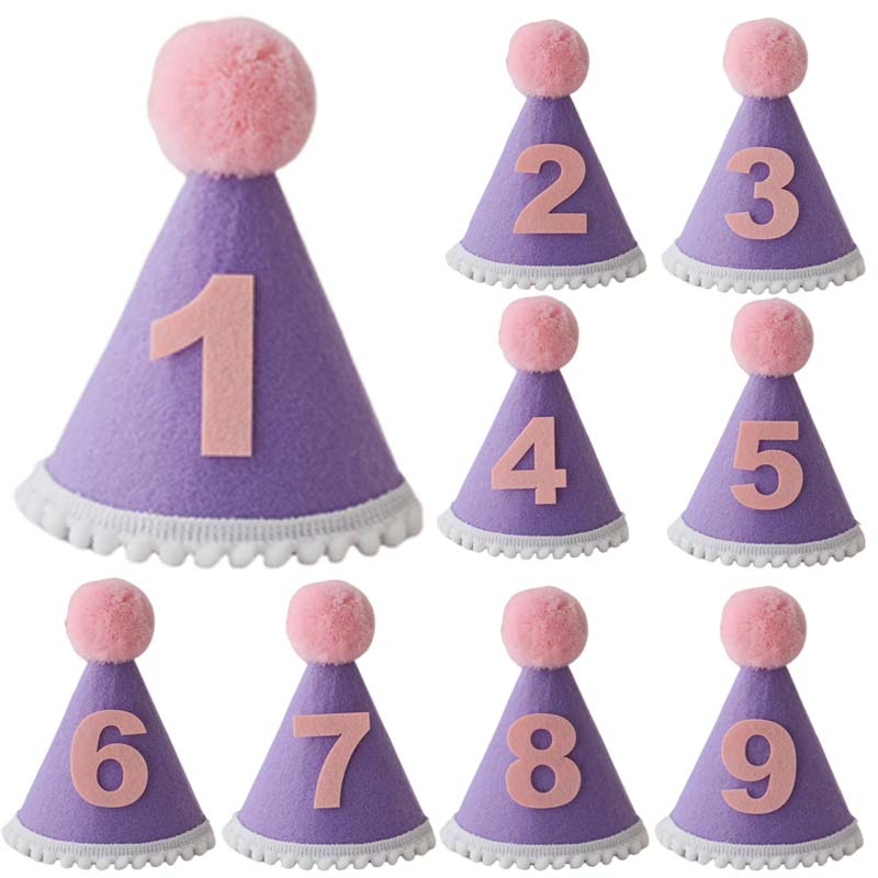 Purple Birthday Hat 1 2 3 4 5  - Party Hat Cone บทวิจารณ์และราคา