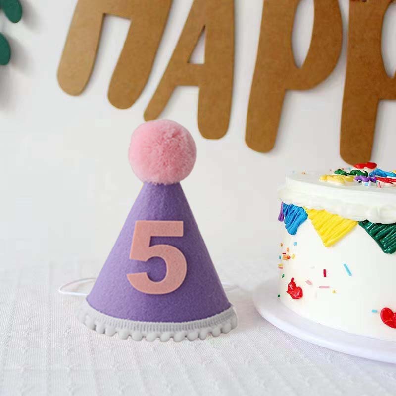 Purple Birthday Hat 1 2 3 4 5  - Party Hat Cone บทวิจารณ์และราคา