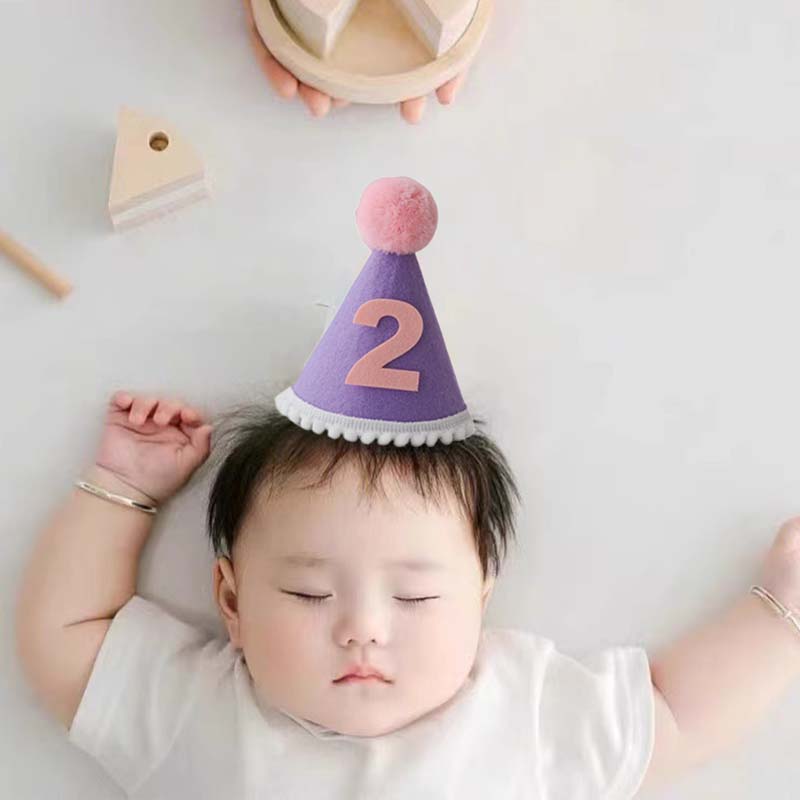 Purple Birthday Hat 1 2 3 4 5  - Party Hat Cone บทวิจารณ์และราคา