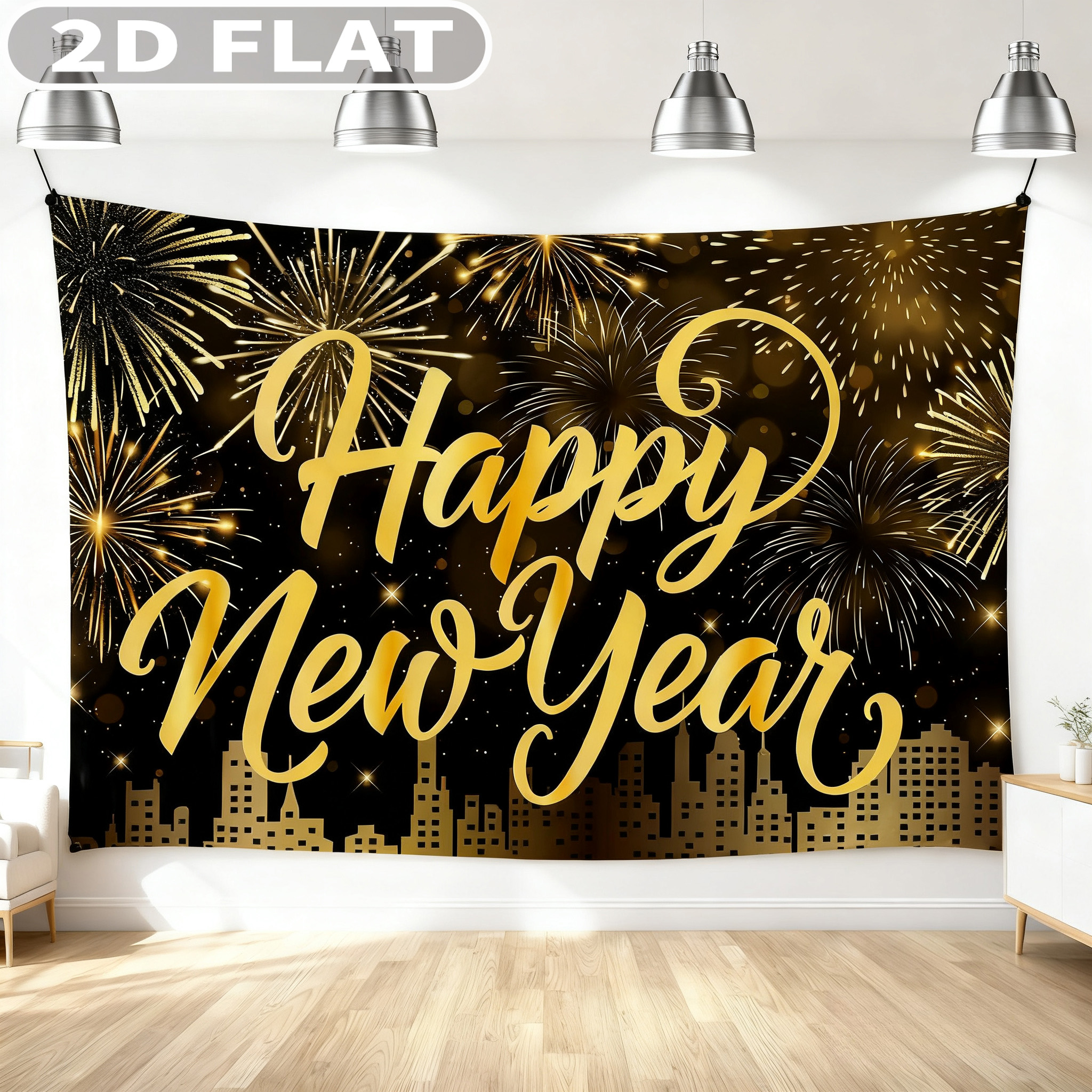 1pc Happy New Year Party Photo - Party Banner Gold บทวิจารณ์และราคา
