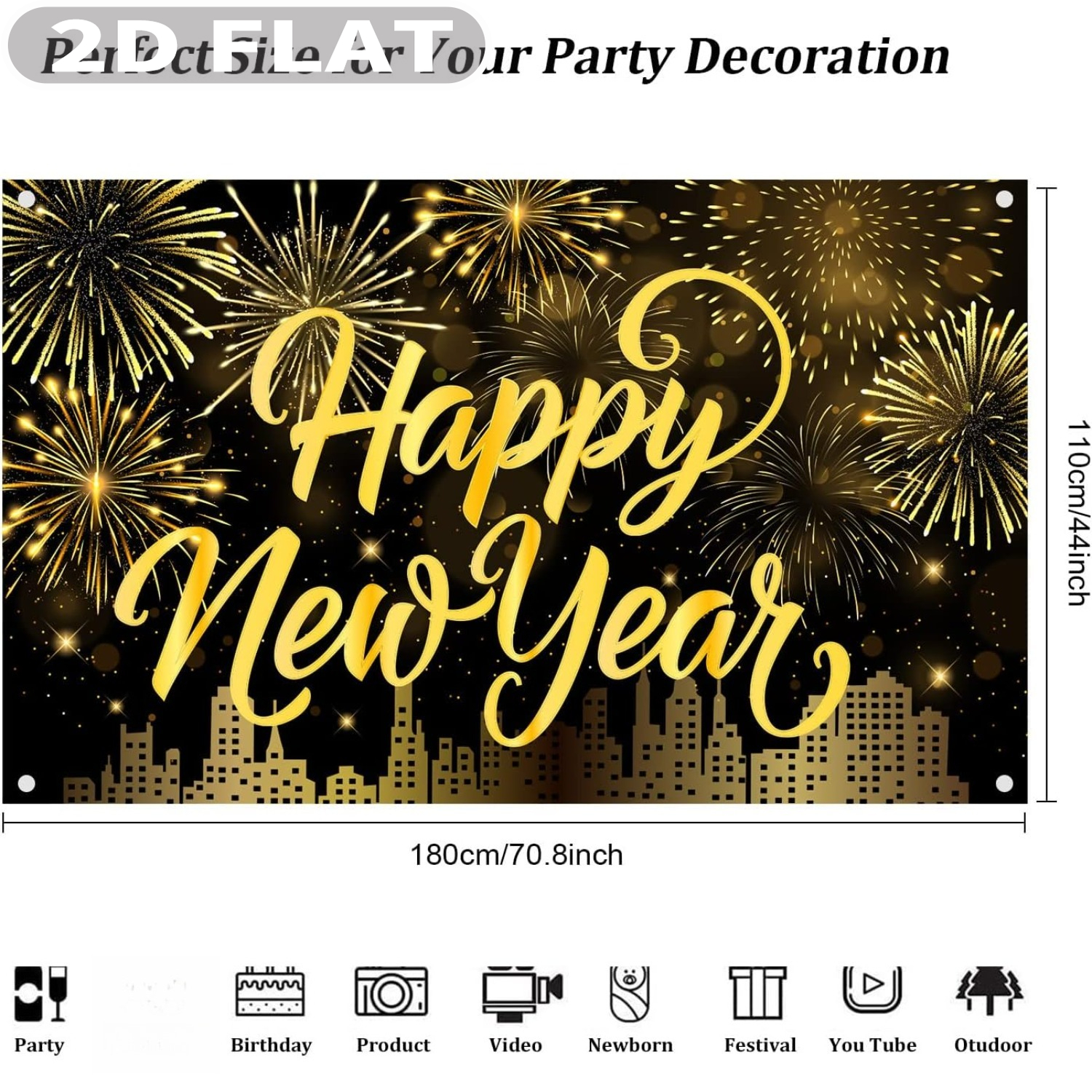 1pc Happy New Year Party Photo - Party Banner Gold บทวิจารณ์และราคา