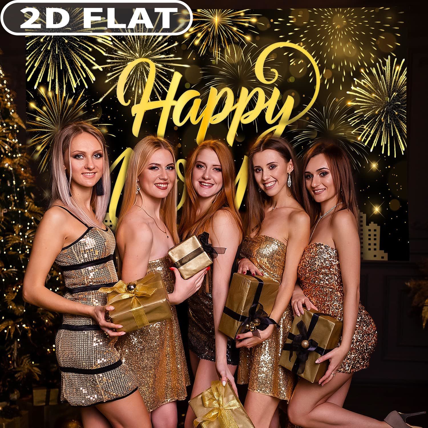1pc Happy New Year Party Photo - Party Banner Gold บทวิจารณ์และราคา