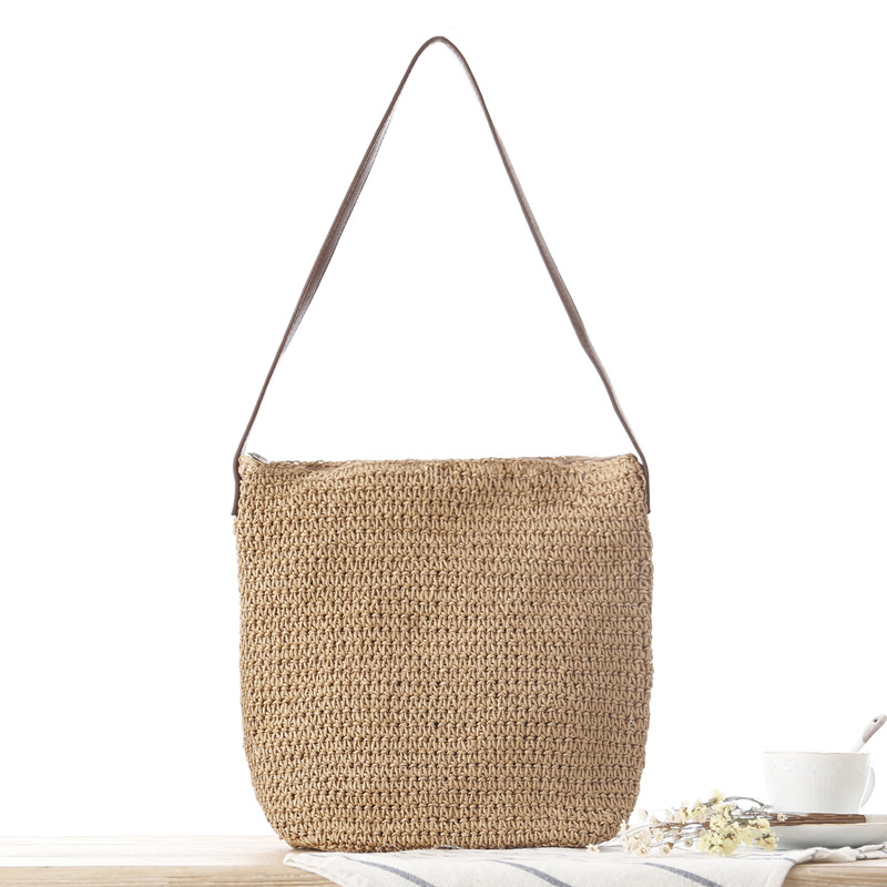 Straw Shoulder Woven Beach Sol - Paper Straw Color บทวิจารณ์และราคา