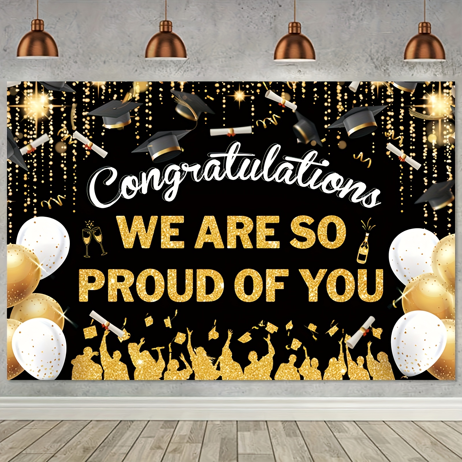 2D FlatGraduation Party Banner - Party Banner Gold บทวิจารณ์และราคา