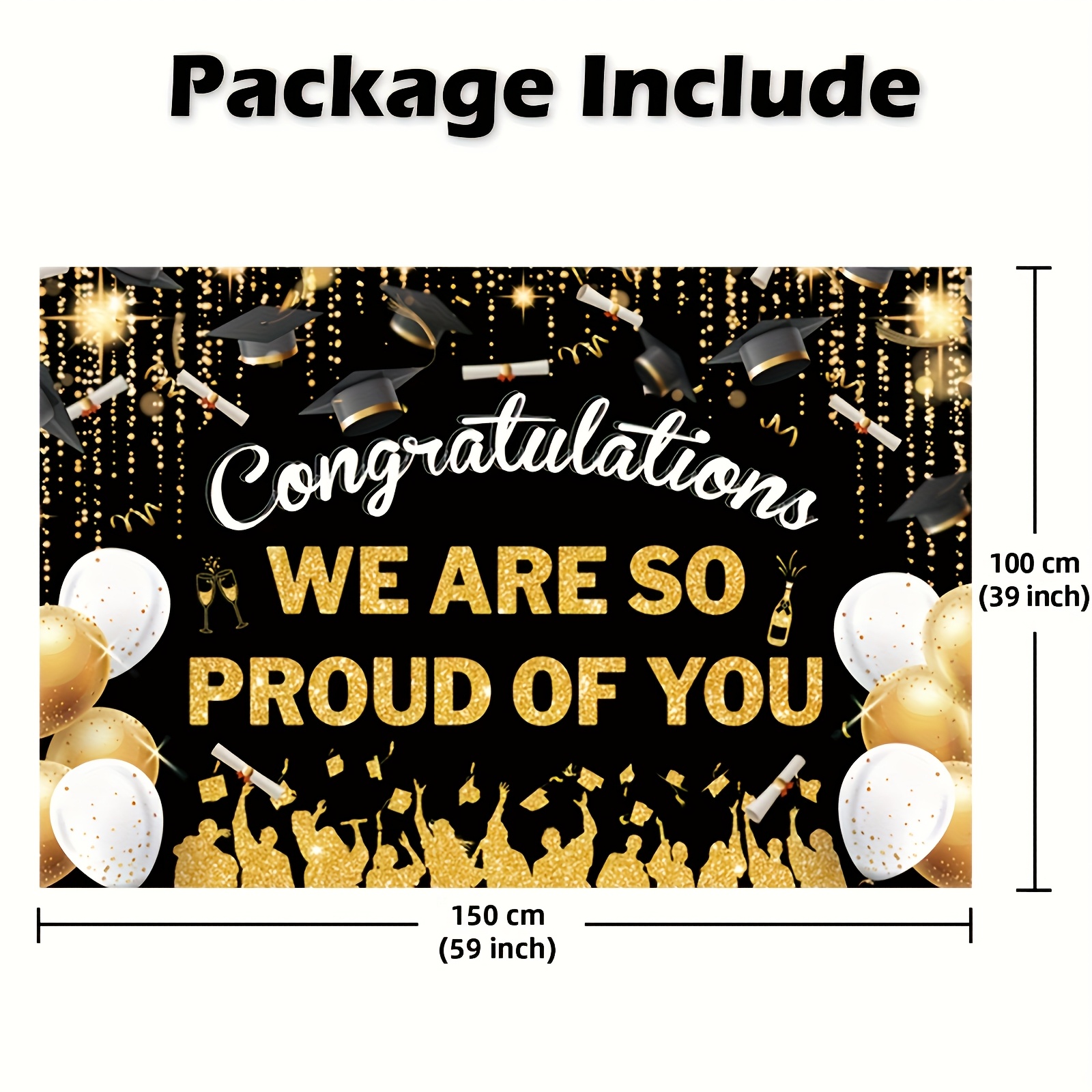 2D FlatGraduation Party Banner - Party Banner Gold บทวิจารณ์และราคา