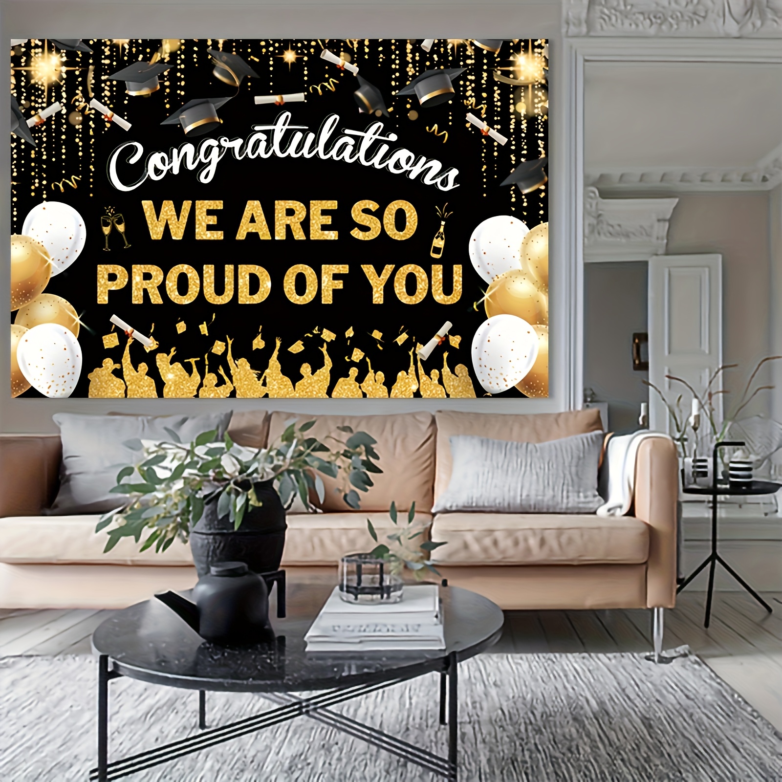 2D FlatGraduation Party Banner - Party Banner Gold บทวิจารณ์และราคา