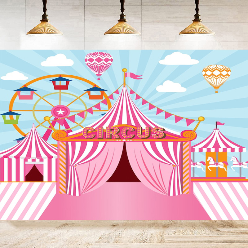 Pink Circus Photography Backdr - Dessert Table Backdrop บทวิจารณ์และราคา