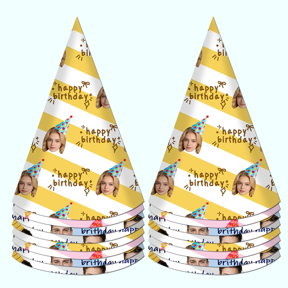 8pcs Custom Text and Photo Fac - Party Hat Cone บทวิจารณ์และราคา