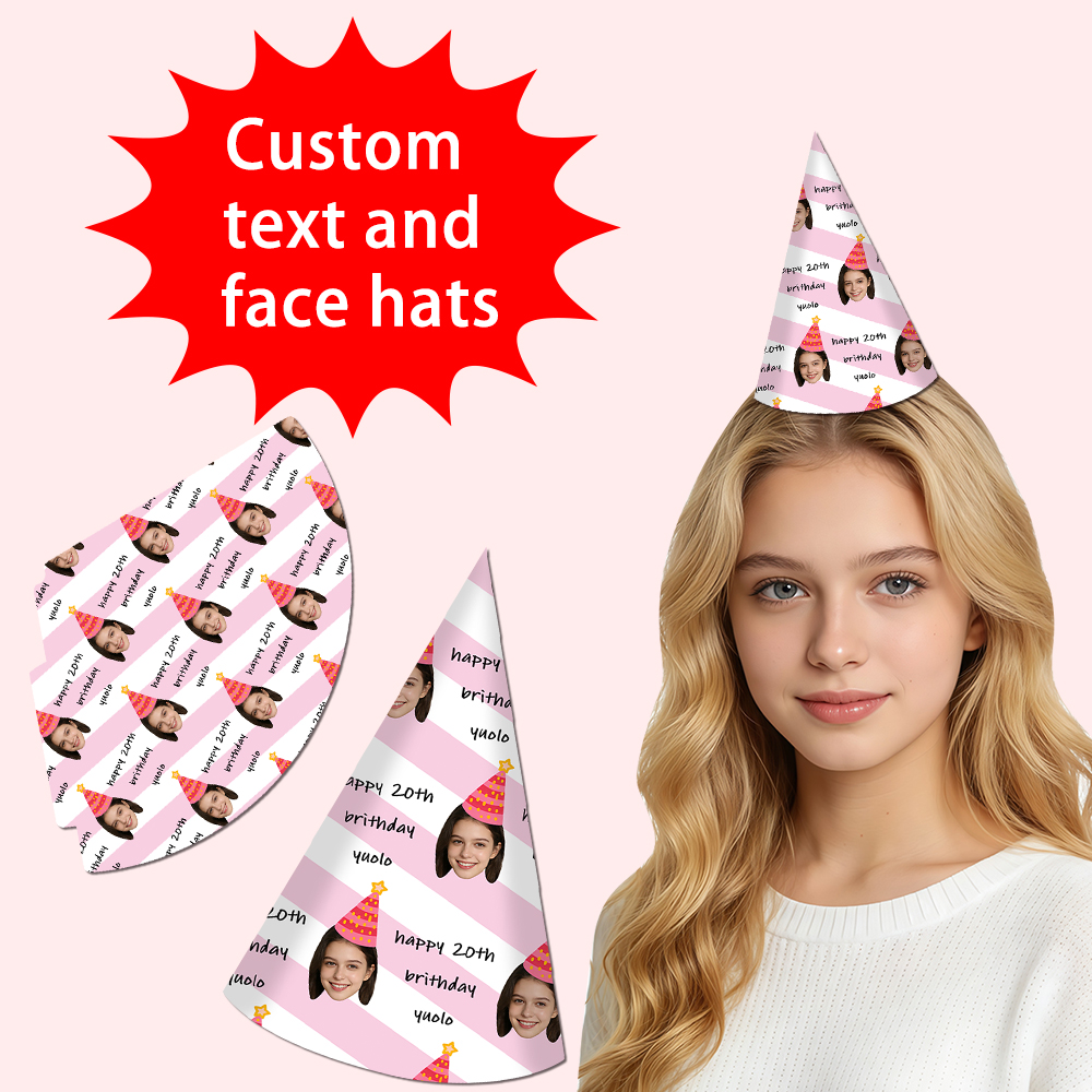 8pcs Custom Text and Photo Fac - Party Hat Cone บทวิจารณ์และราคา