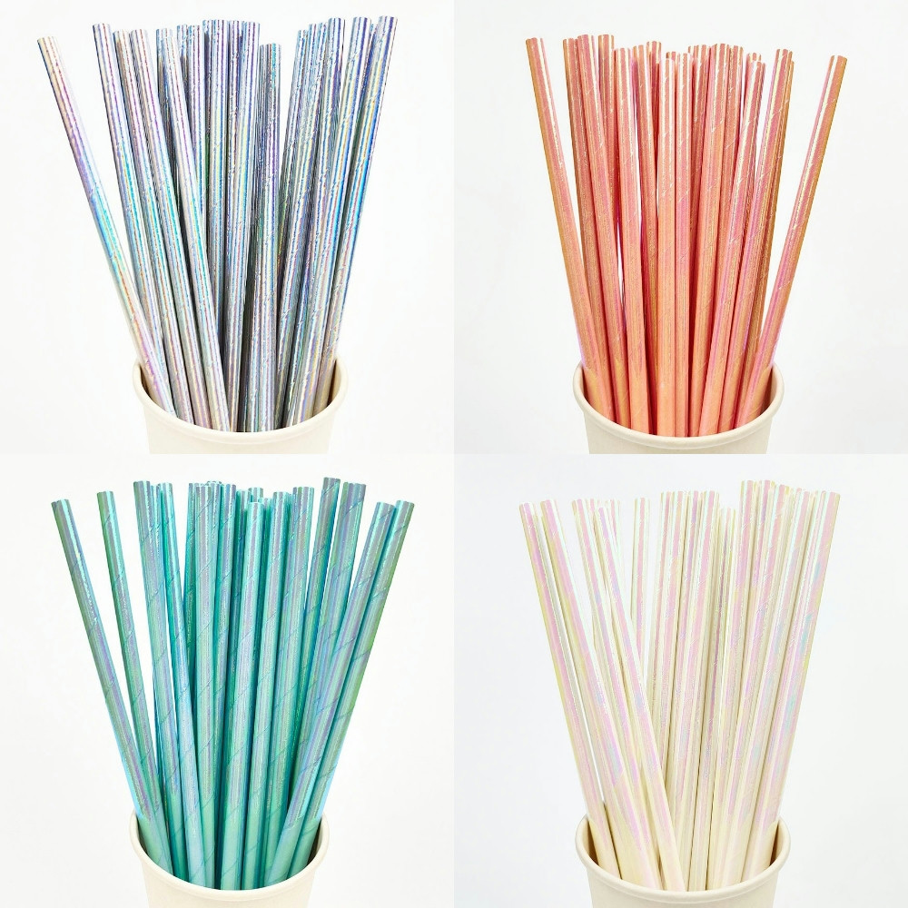 25Pcs Pearlescent Bronzing Pap - Paper Straw Color บทวิจารณ์และราคา