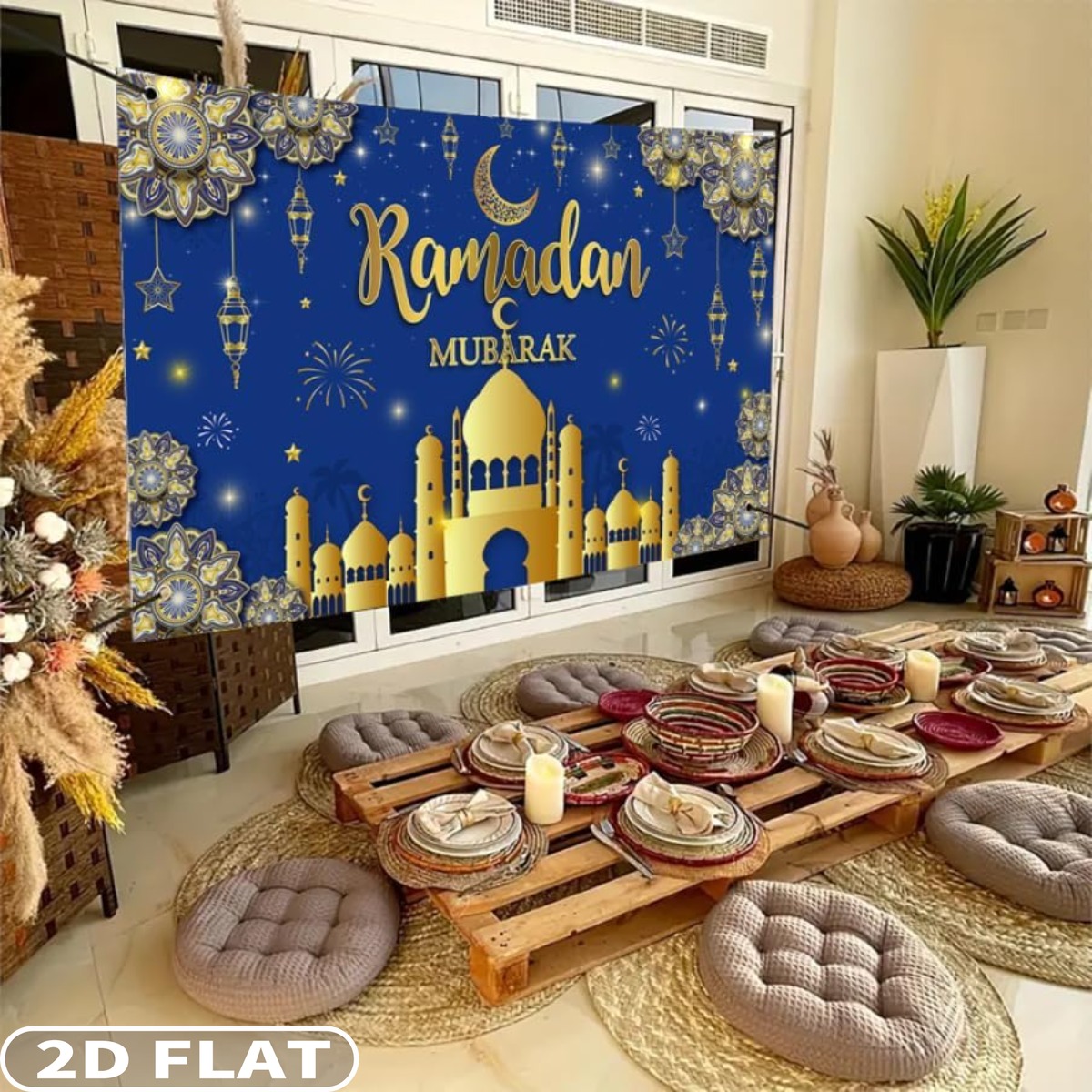 2D FLAT 1pc Ramadan Mubarak Fe - Party Banner Gold บทวิจารณ์และราคา