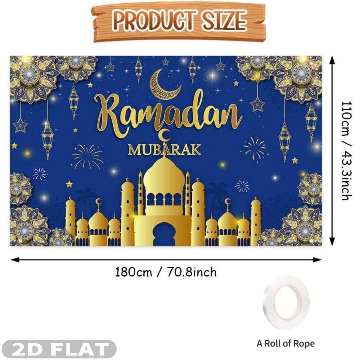 2D FLAT 1pc Ramadan Mubarak Fe - Party Banner Gold บทวิจารณ์และราคา