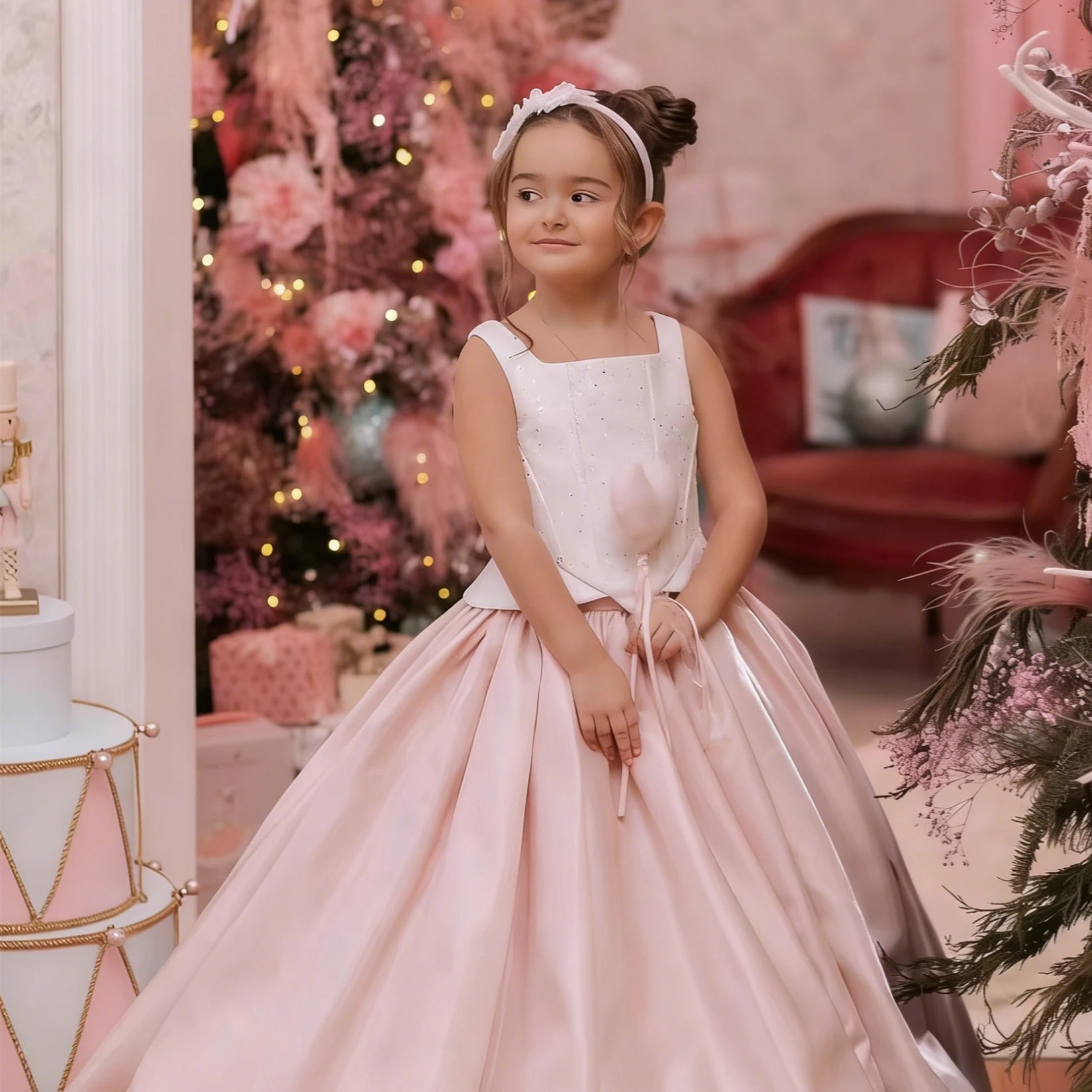 Customized Flower Girl Dress F - Birthday Sash Glitter บทวิจารณ์และราคา