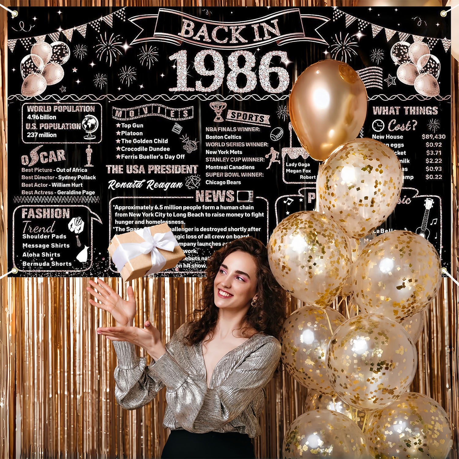 40th Birthday Decorations for  - Party Banner Gold บทวิจารณ์และราคา