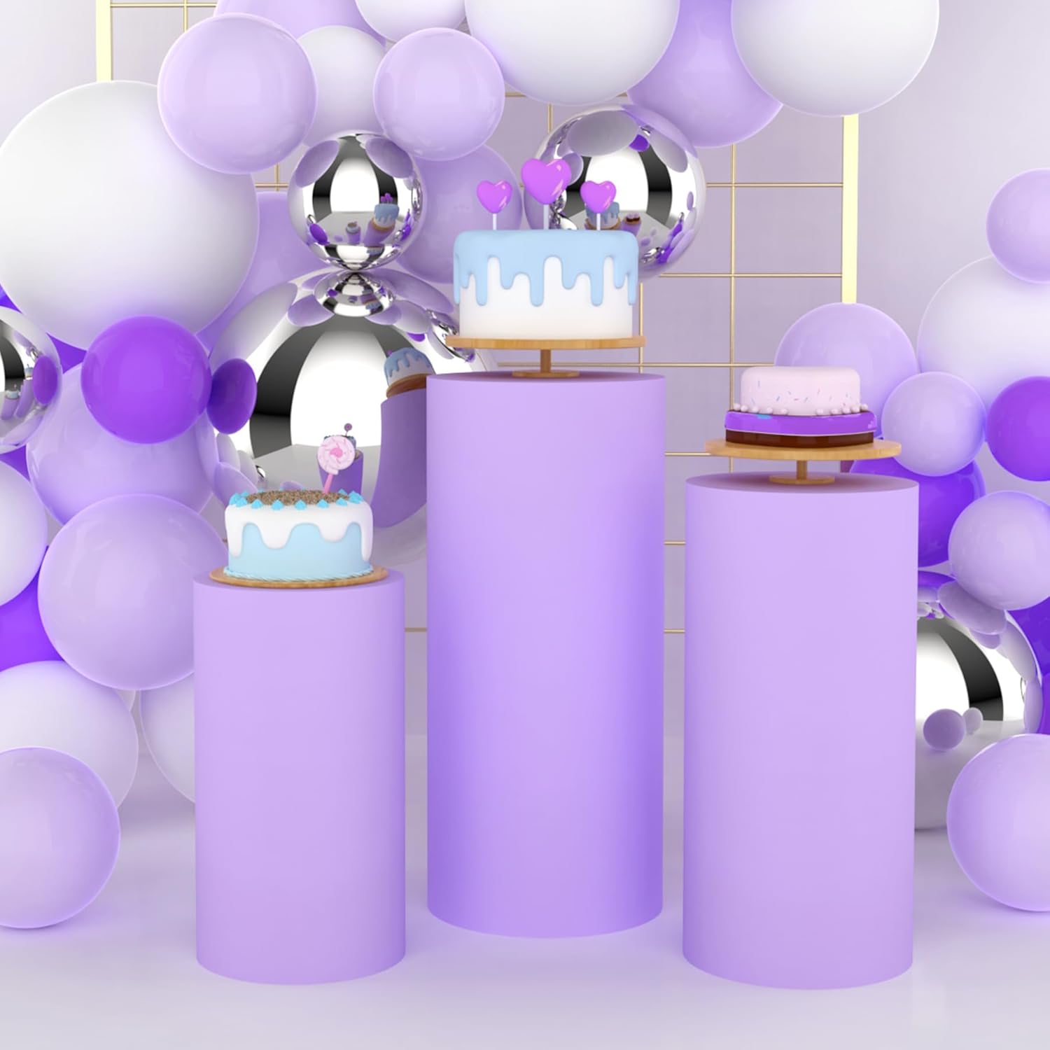 Yeele Purple Cylinder Stand Co - Dessert Table Backdrop บทวิจารณ์และราคา