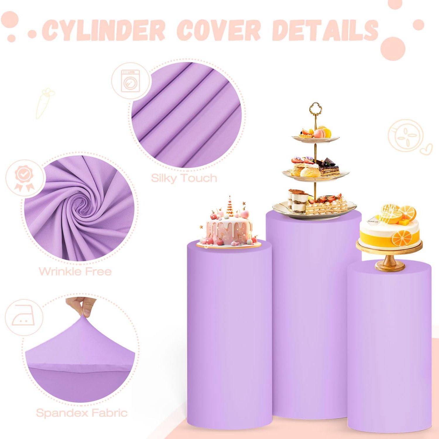 Yeele Purple Cylinder Stand Co - Dessert Table Backdrop บทวิจารณ์และราคา