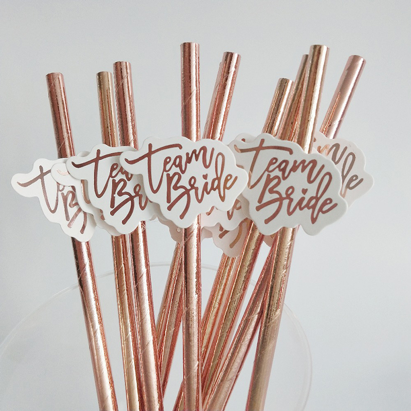 10pcs Team Bride Rose Gold Str - Paper Straw Color บทวิจารณ์และราคา