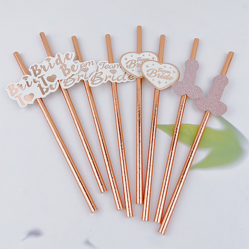 10pcs Team Bride Rose Gold Str - Paper Straw Color บทวิจารณ์และราคา