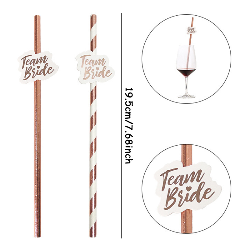 10pcs Team Bride Rose Gold Str - Paper Straw Color บทวิจารณ์และราคา