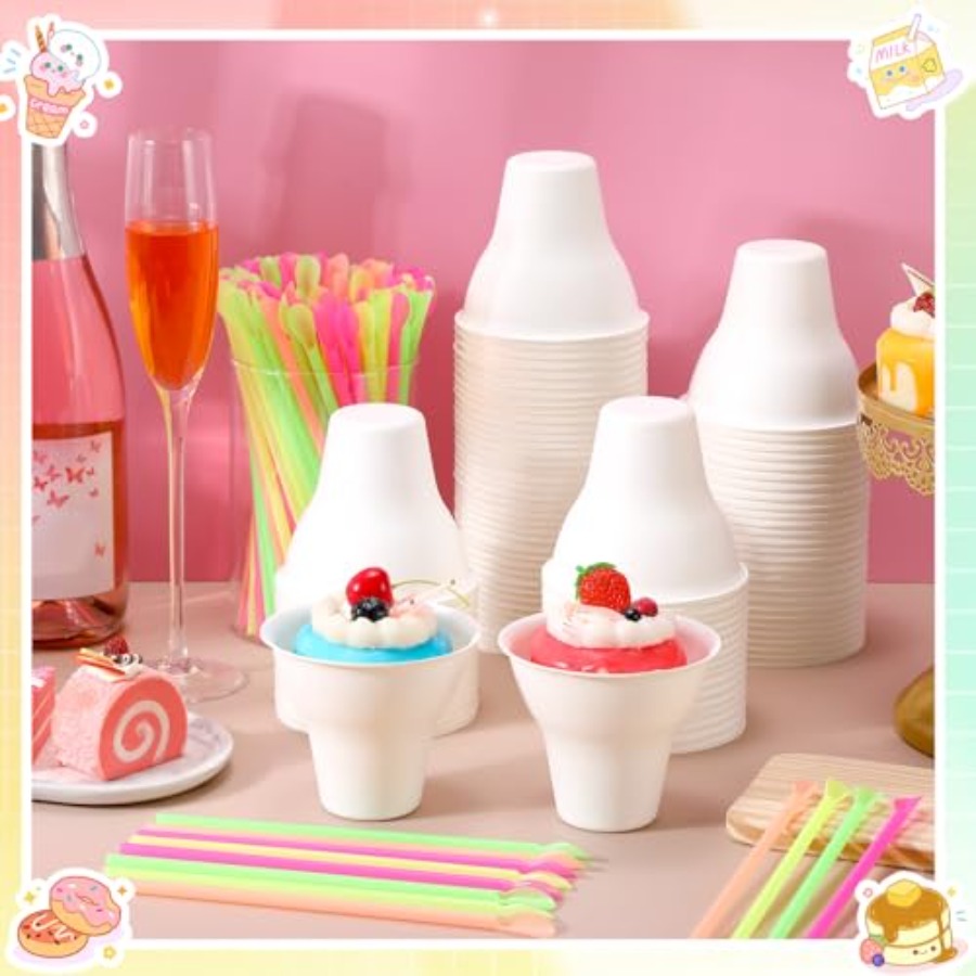 Set Snow Cone Cups and Straws  - Paper Straw Color บทวิจารณ์และราคา
