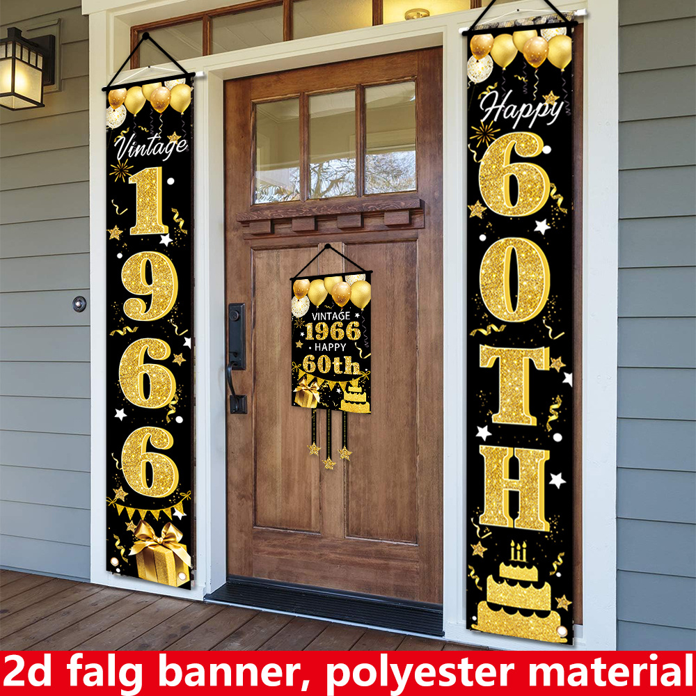 2D Flat 3-Piece 60th Birthday  - Party Banner Gold บทวิจารณ์และราคา