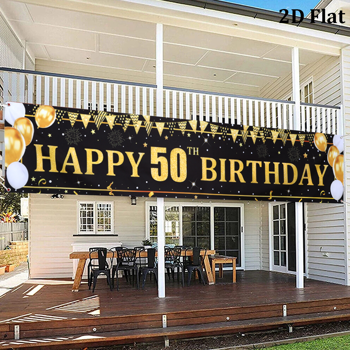Black Gold Balloons Flags Happ - Party Banner Gold บทวิจารณ์และราคา