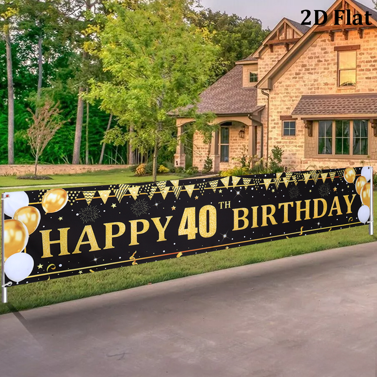 Black Gold Balloons Flags Happ - Party Banner Gold บทวิจารณ์และราคา