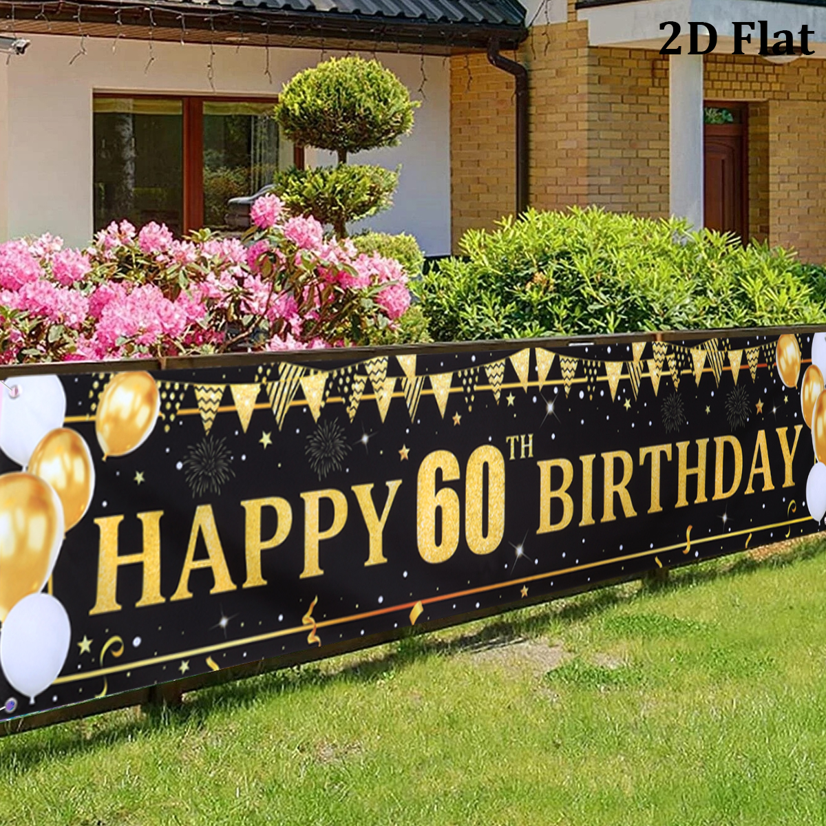 Black Gold Balloons Flags Happ - Party Banner Gold บทวิจารณ์และราคา