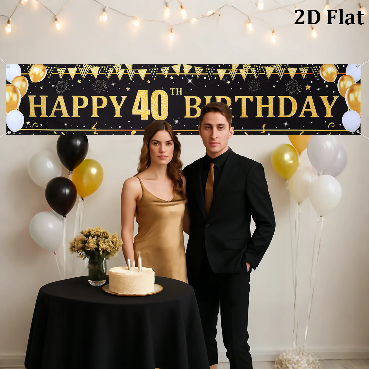 Black Gold Balloons Flags Happ - Party Banner Gold บทวิจารณ์และราคา