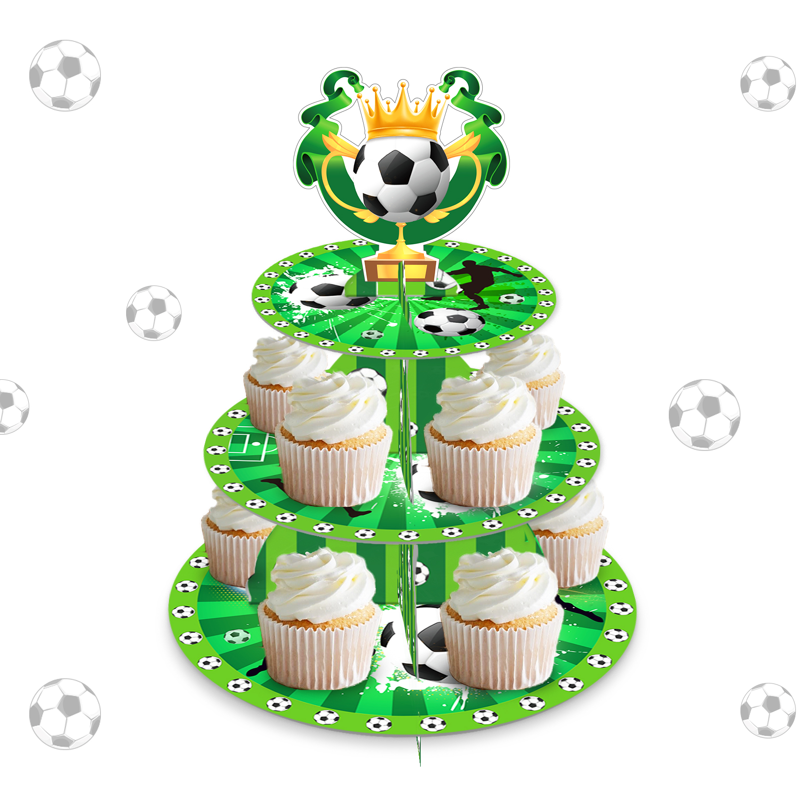 3 Tier Football Sports Soccer  - Cupcake Stand Tier บทวิจารณ์และราคา