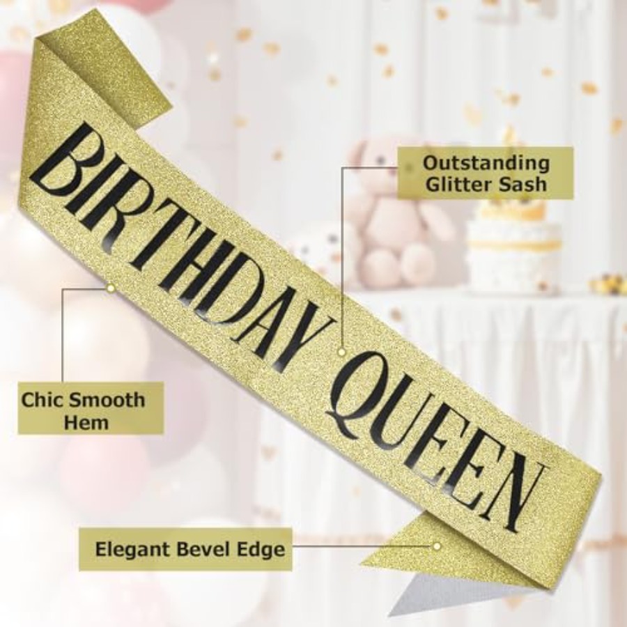 Birthday Queen Sash Glitter Go - Birthday Sash Glitter บทวิจารณ์และราคา
