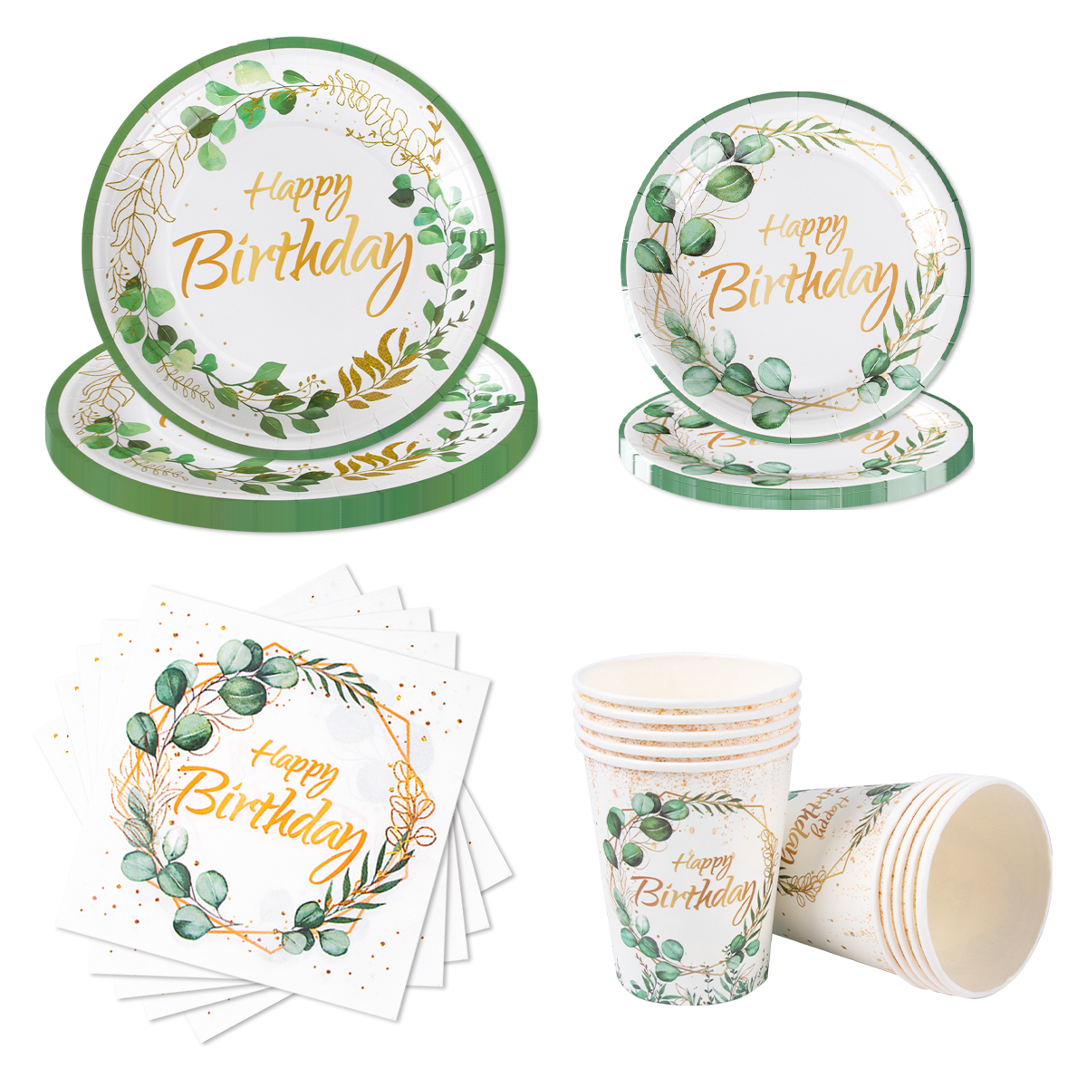 Green Eucalyptus Leaf Happy Bi - Table Cloth Disposable บทวิจารณ์และราคา