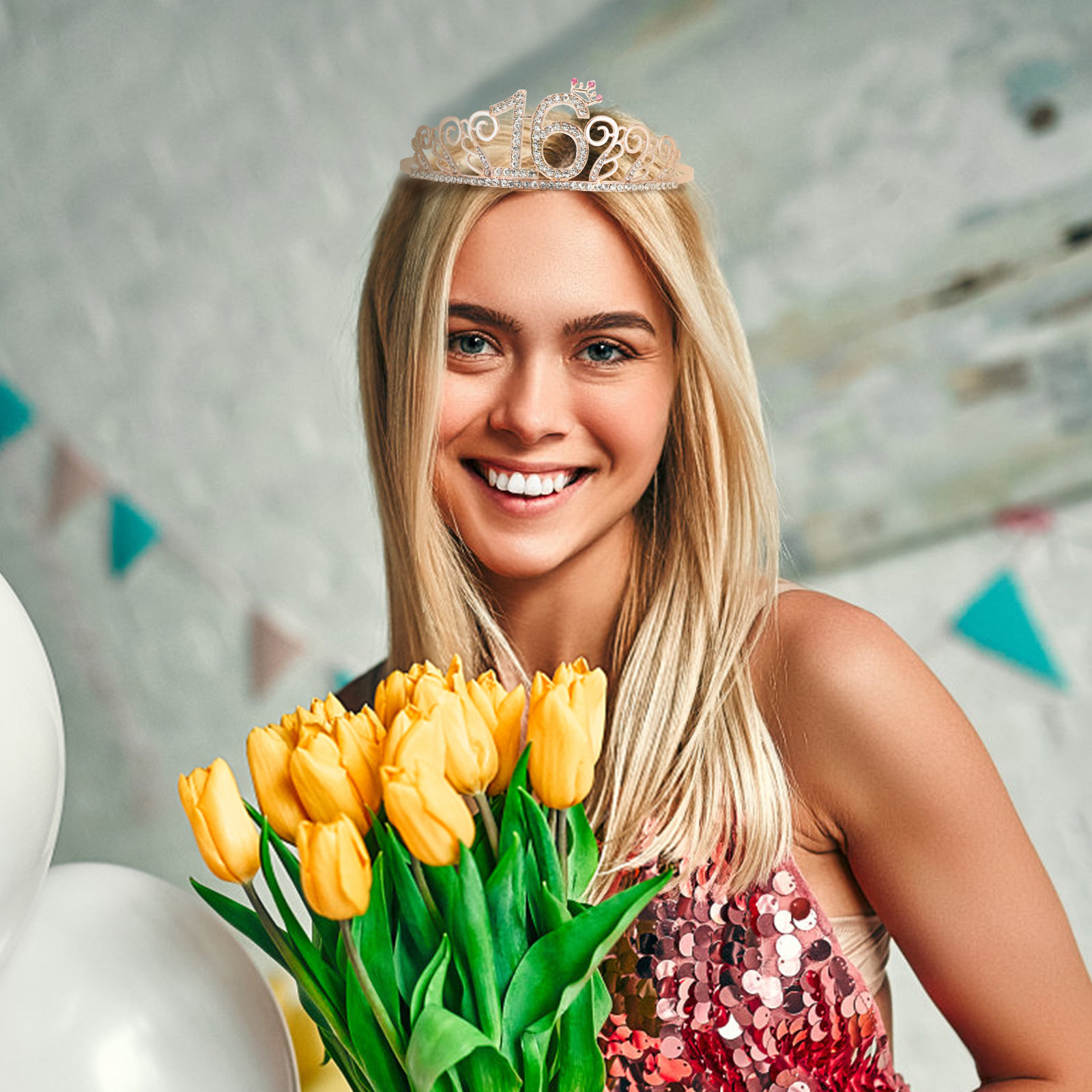 2Pcs Birthday Party Crown and  - Birthday Sash Glitter บทวิจารณ์และราคา