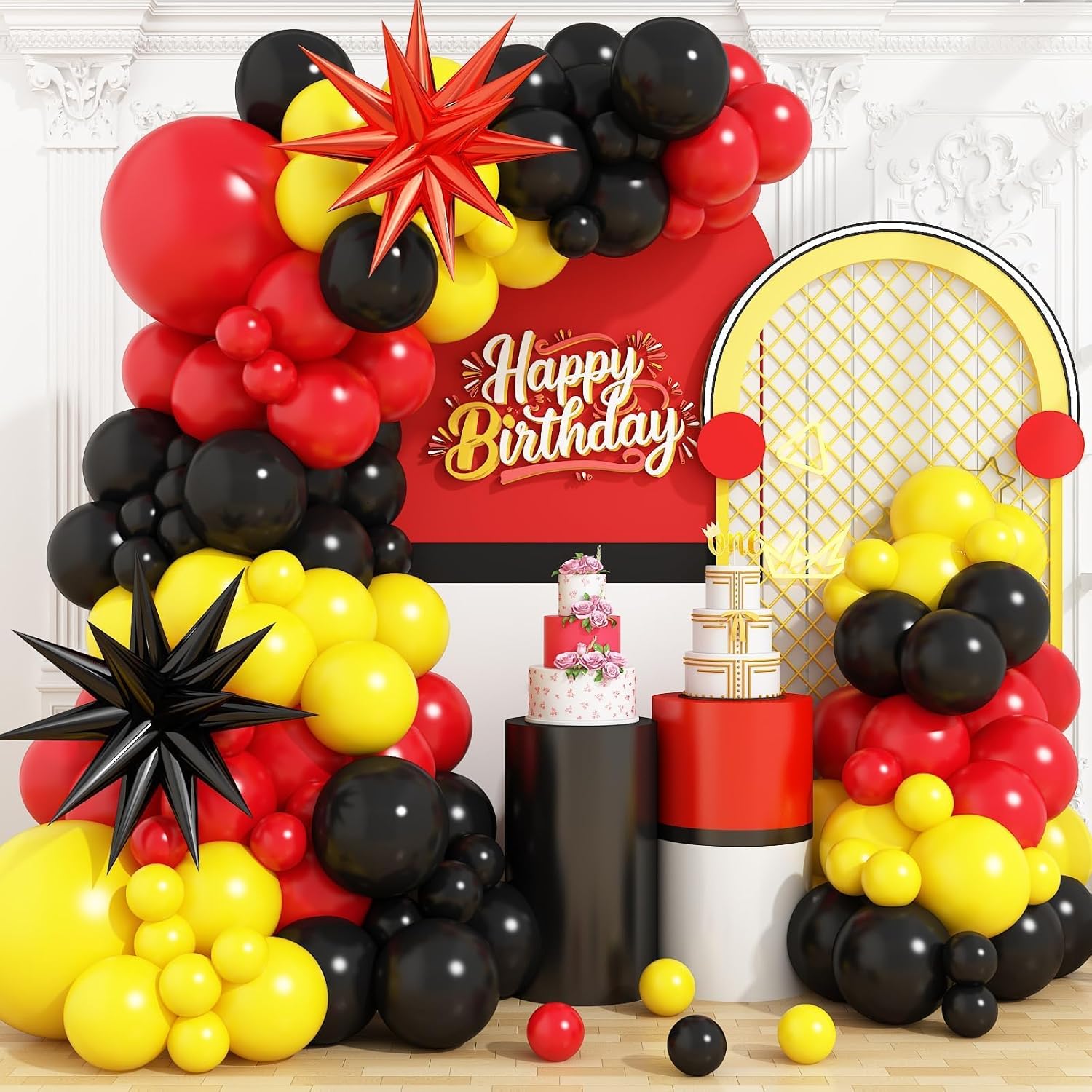 Red Black Yellow Balloon Arch  - Balloon Arch Kit บทวิจารณ์และราคา
