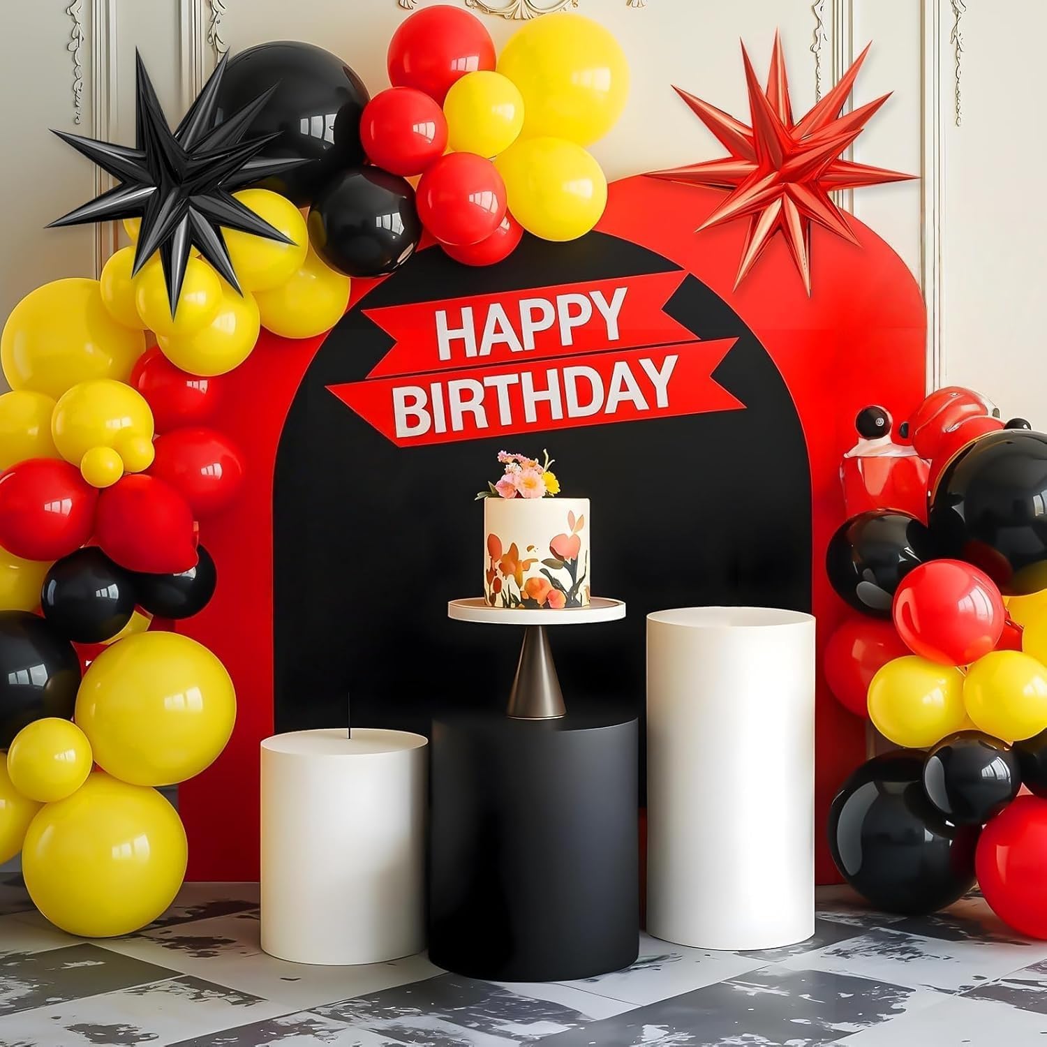 Red Black Yellow Balloon Arch  - Balloon Arch Kit บทวิจารณ์และราคา