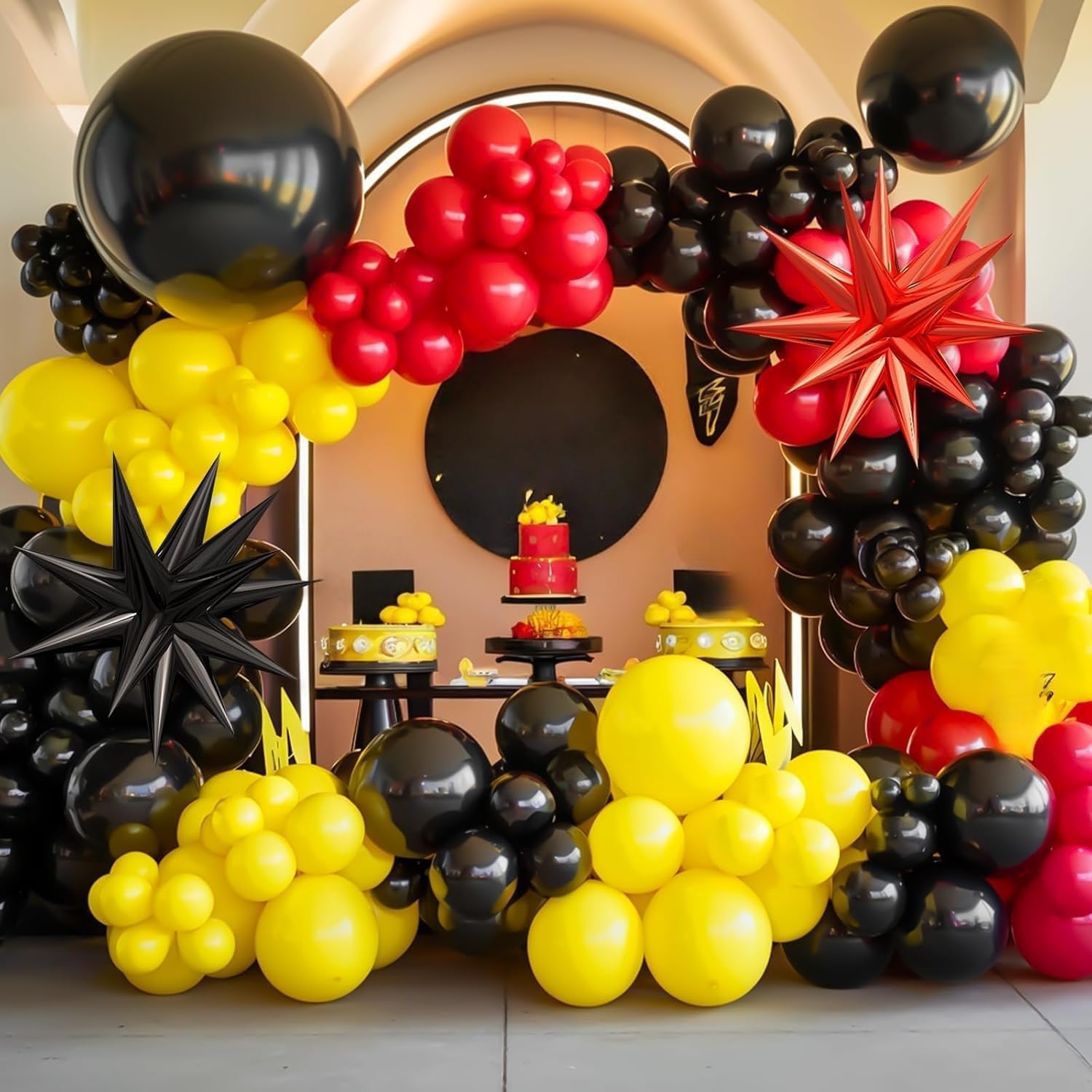 Red Black Yellow Balloon Arch  - Balloon Arch Kit บทวิจารณ์และราคา