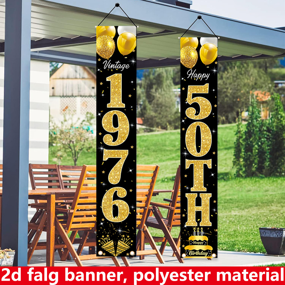 2D flat banner, 2pc birthday b - Party Banner Gold บทวิจารณ์และราคา