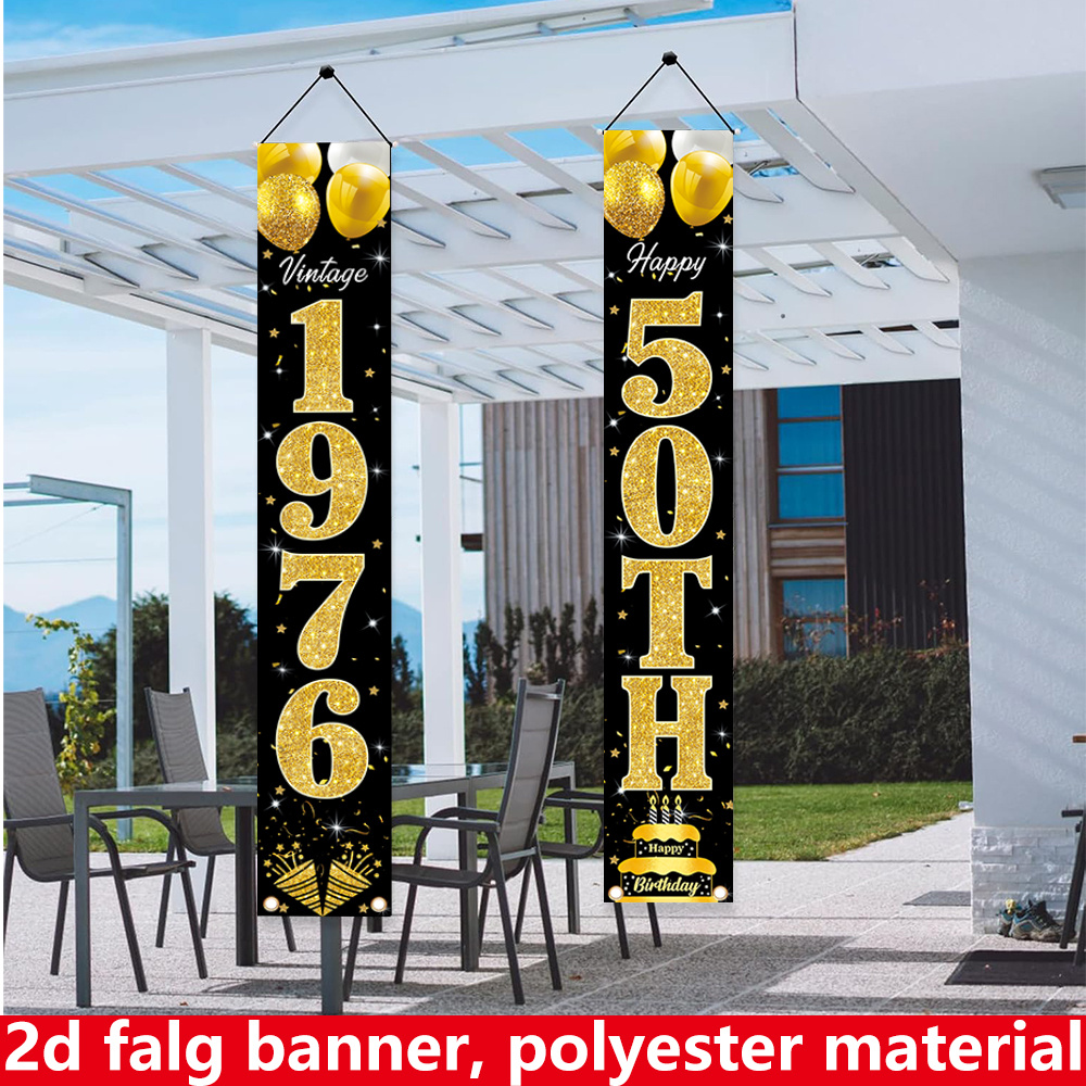 2D flat banner, 2pc birthday b - Party Banner Gold บทวิจารณ์และราคา