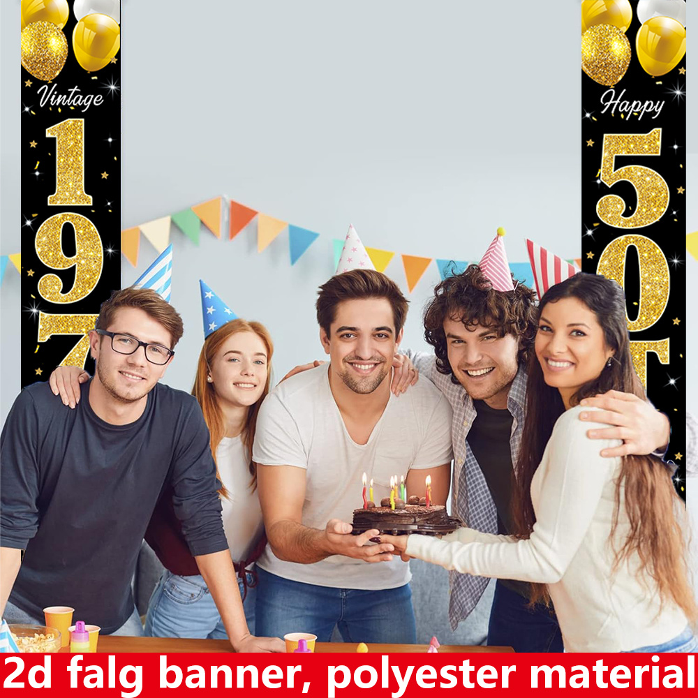 2D flat banner, 2pc birthday b - Party Banner Gold บทวิจารณ์และราคา
