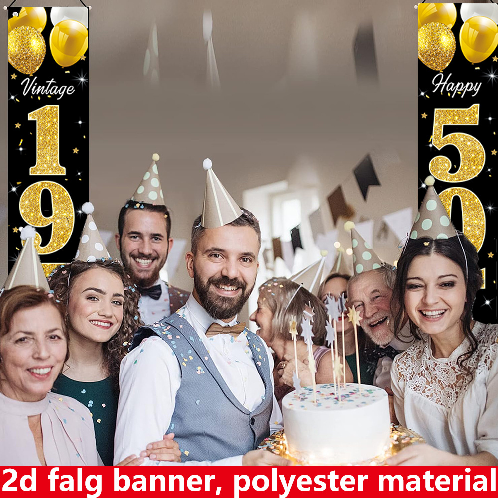 2D flat banner, 2pc birthday b - Party Banner Gold บทวิจารณ์และราคา