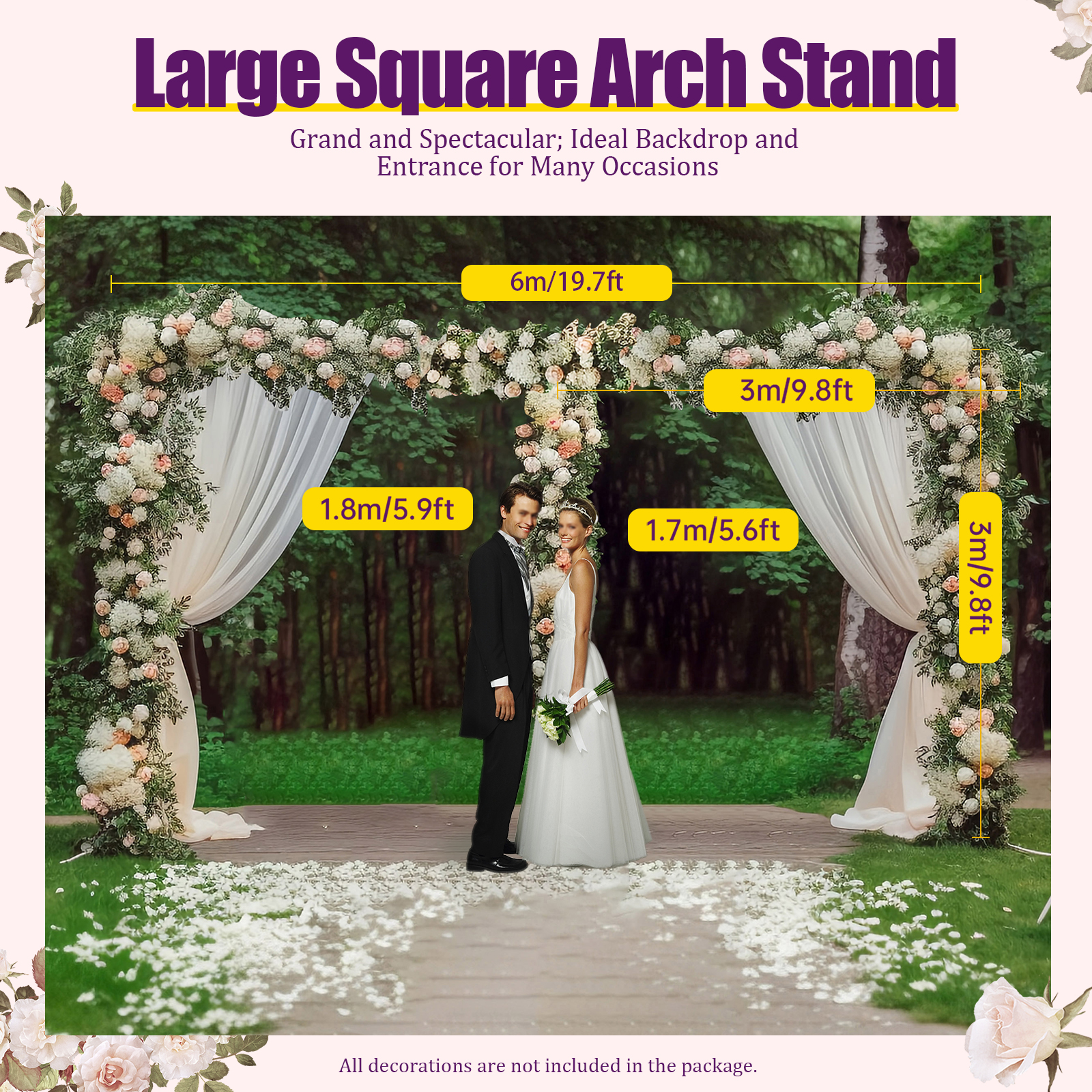 3x6m/10x20ft Metal Wedding Arc - Balloon Arch Kit บทวิจารณ์และราคา