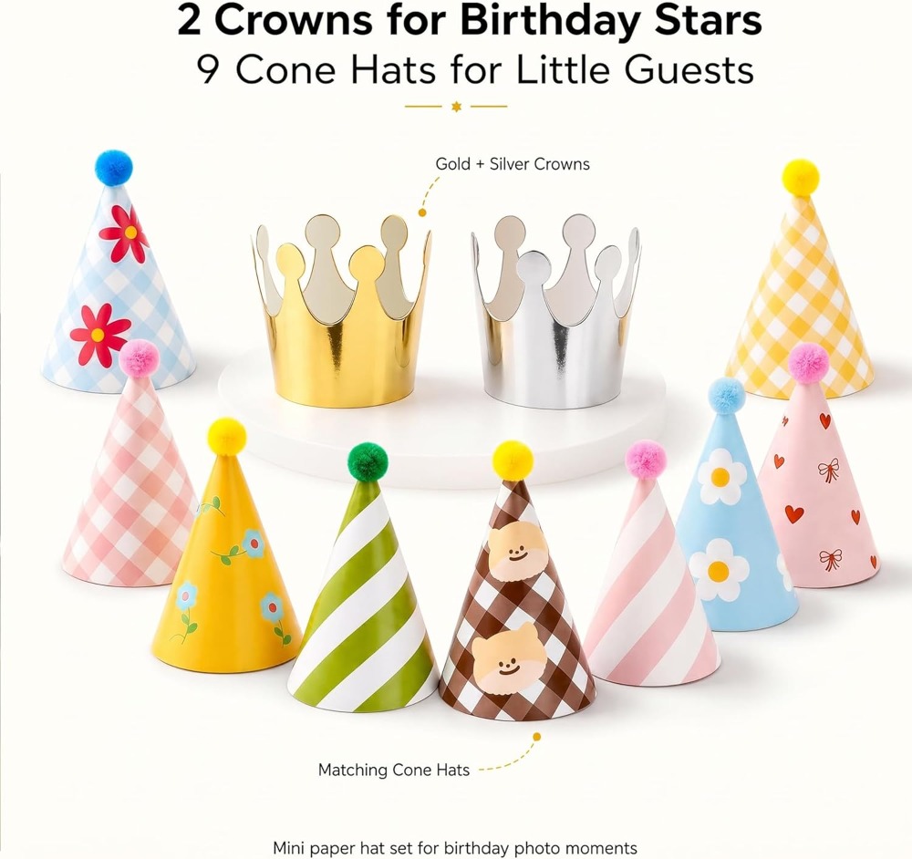 11 Pack Party Hats with Pom Po - Party Hat Cone บทวิจารณ์และราคา